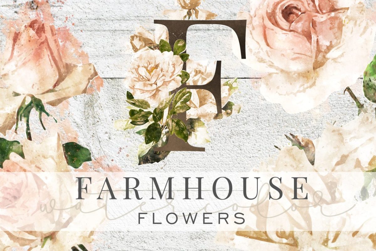 古典水彩花卉 Farmhouse Watercolor Flowers
