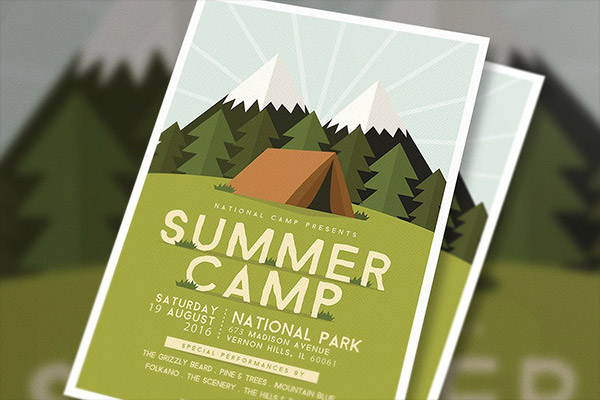 时尚的清新配色的多用途暑假夏令营海报传单DM设计模板