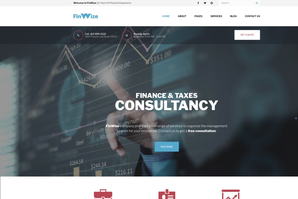 金融主题咨询公司网站模板 FinWiz Financial Consulting Company