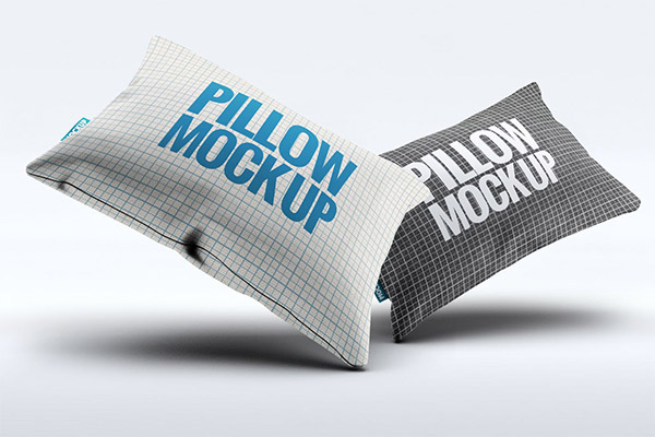 高品质的床上用品枕头抱枕VI样机展示模型mockups