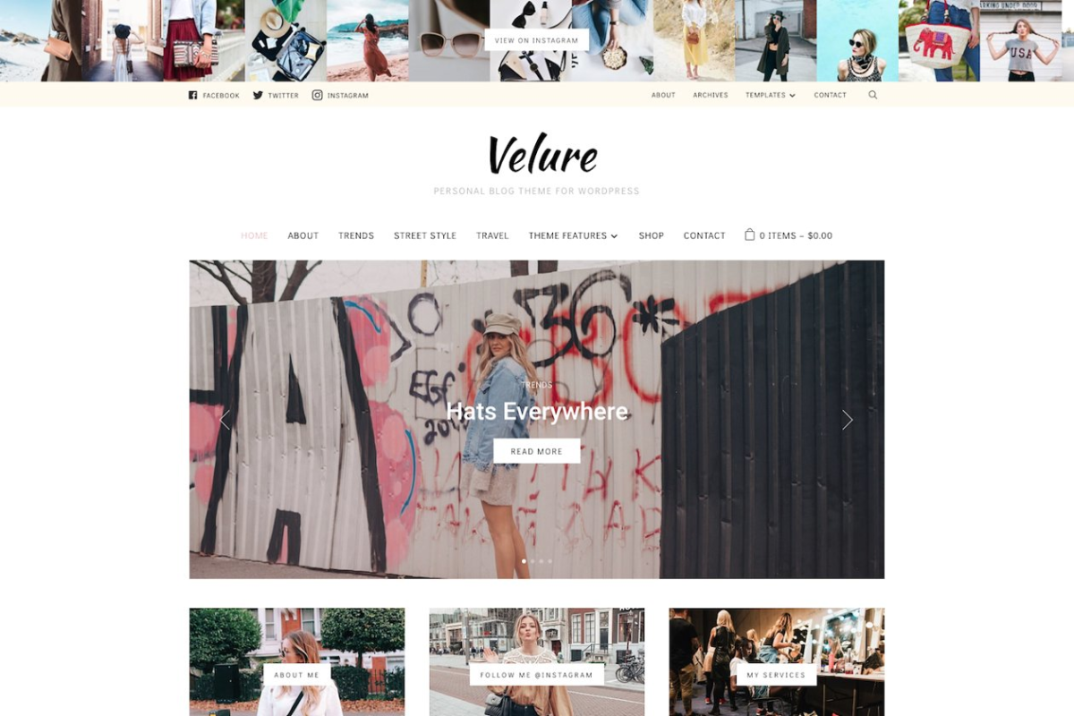 博客皮肤网页模板 Velure – Fashion Blog WP Theme