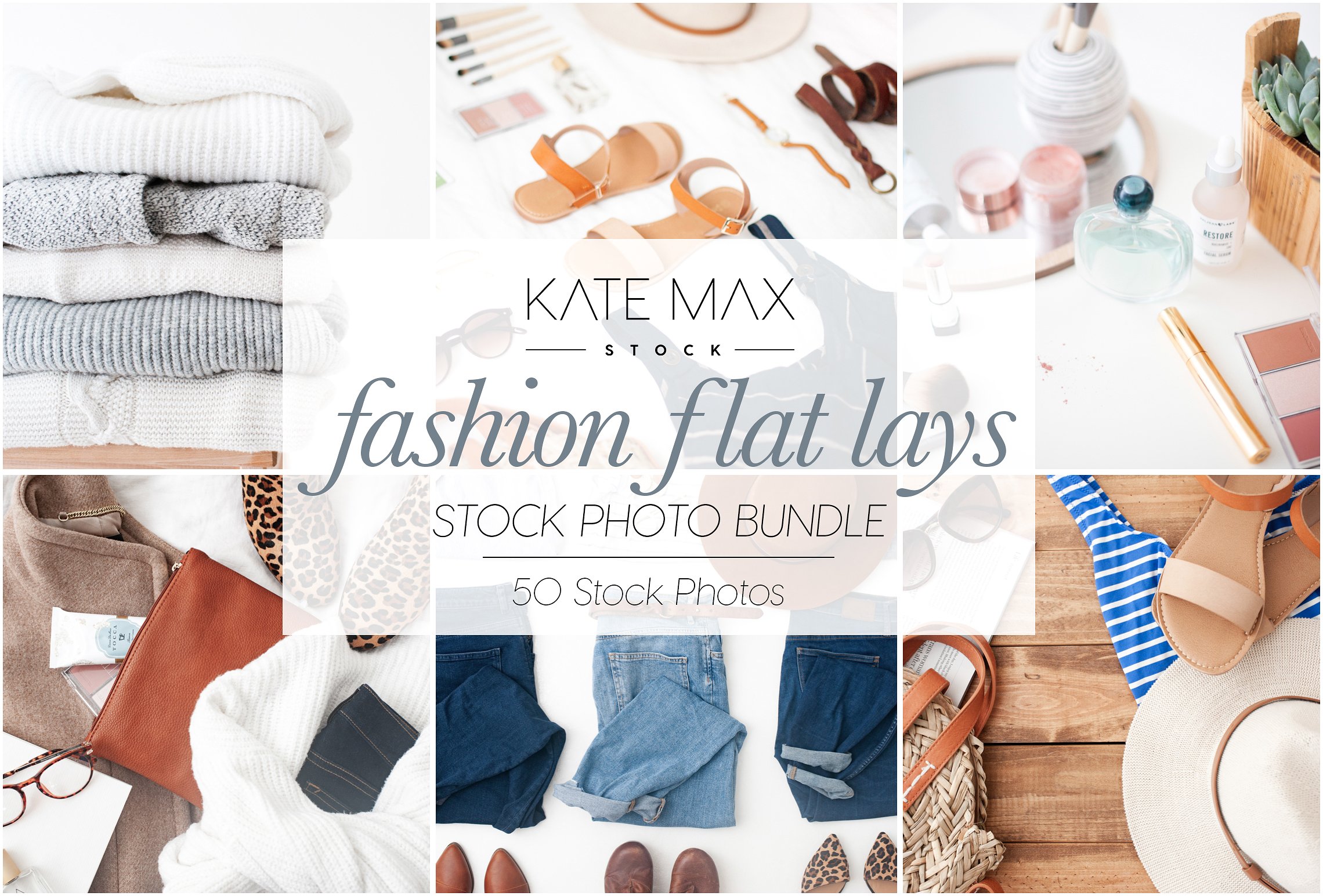 时尚服饰主题贴图样机fashionflatlaysphotostockbundle