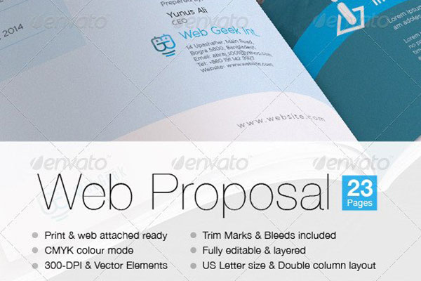 创意极简的网页设计项目建议书模板下载 Web Proposal for Web Design Project [psd,indd]