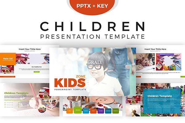 儿童项目展示的Keynote幻灯片模板下载 Children Presentation Template [key]