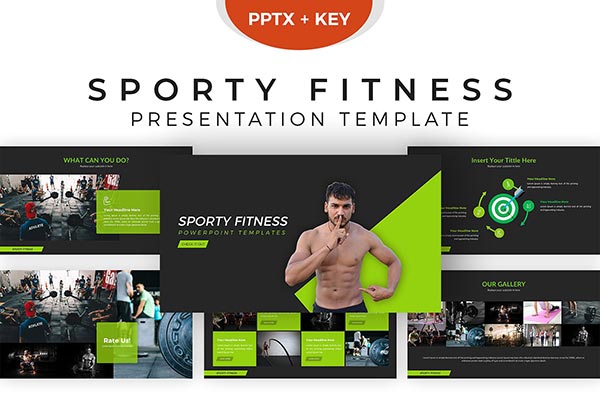运动&健身主题的PPT模板下载 Fitness Powerpoint Template [key,pptx]