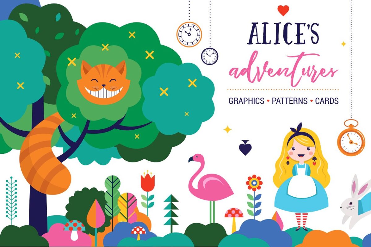 《爱丽丝梦游仙境》系列卡通插画  Alice in the wonderland collection