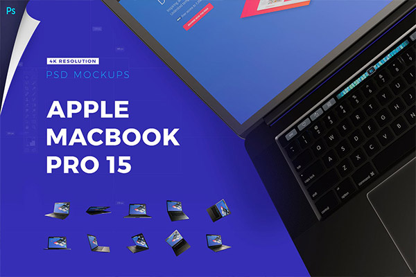 4K样机包| 带Touchbar的Apple Macbook Pro展示模型mockups