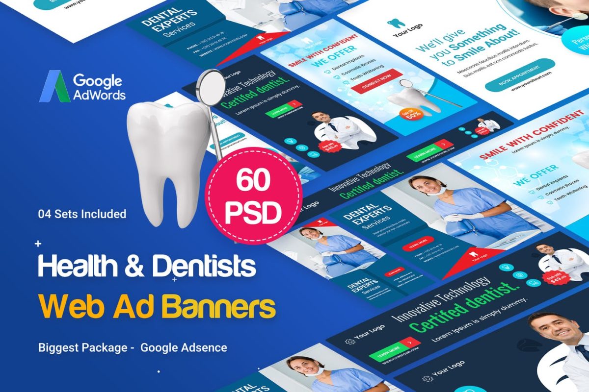 健康医疗牙齿牙医医生海报banner设计模板