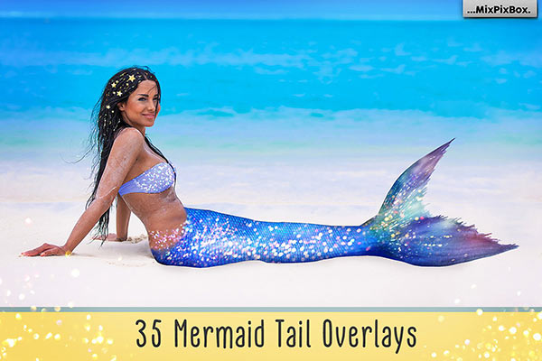 漂亮的美人鱼鱼尾图片覆盖高清图片下载 Mermaid Tail Overlays [png,jpg]