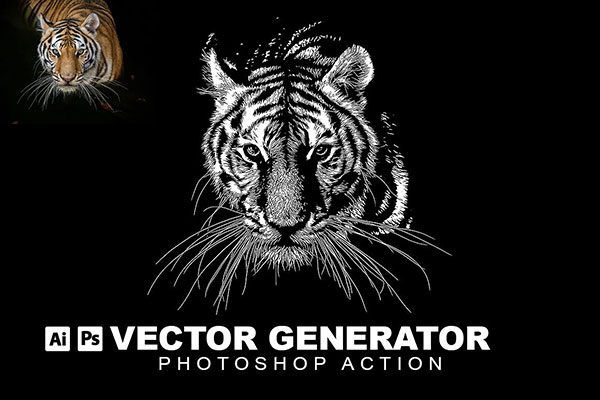 照片素描画处理的PS动作下载 Vector Generator Photoshop Action [atn]