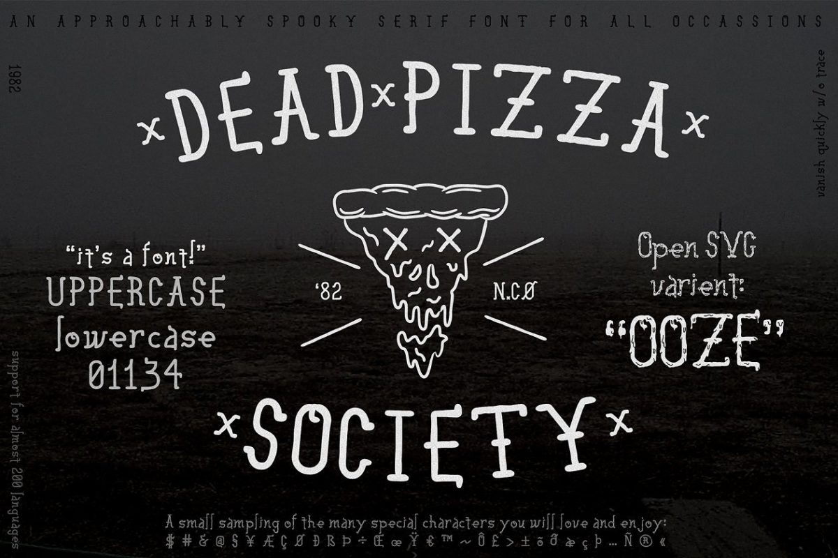 怀旧字体插画 Dead Pizza Society