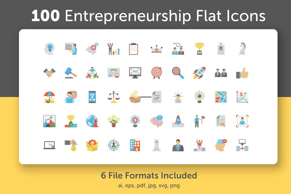 扁平化企业图标下载 100 Entrepreneurship Flat Icons