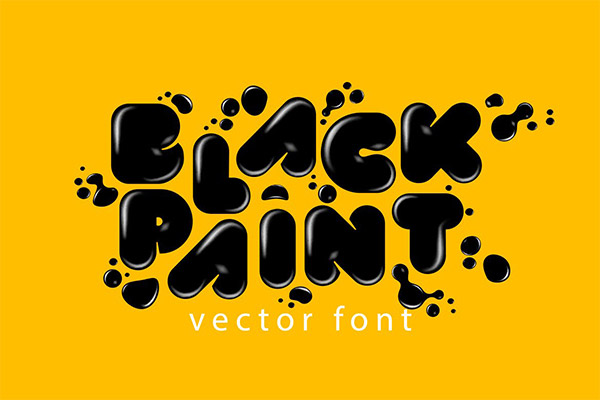 时尚可爱质感的油漆Black Paint Vector Font矢量字体
