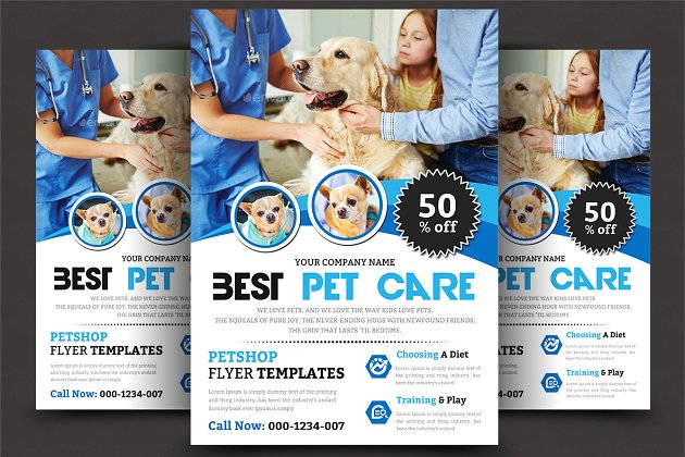 宠物护理海报背景素材模板 Pet Care Flyer Templates