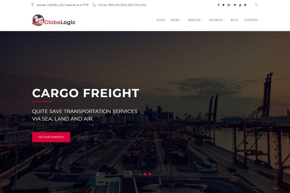 物流网页网站模板 GlobaLogic Logistic WordPress Theme