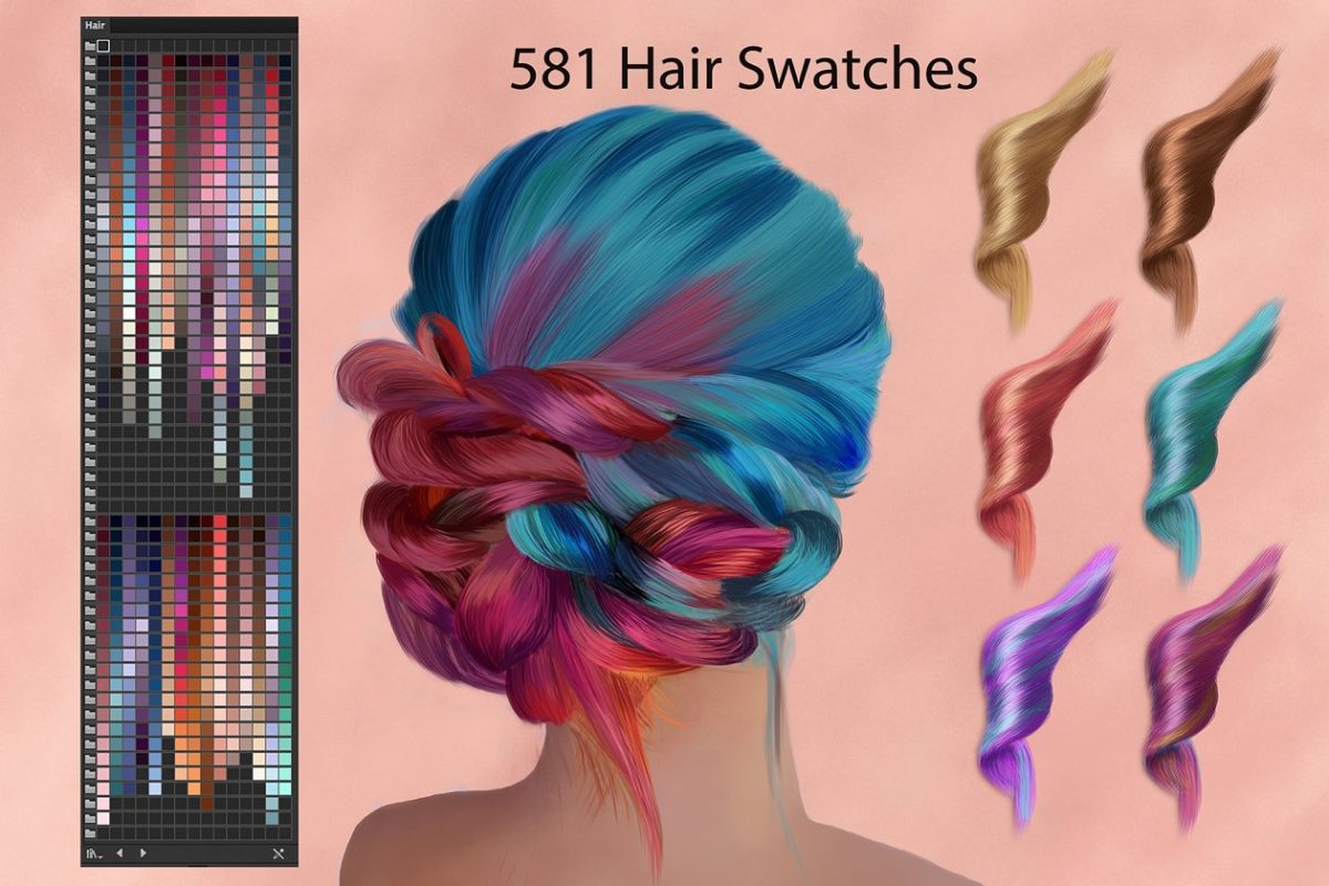 头发色彩AI色板 Hair Ai Swatches for DigitalPainting