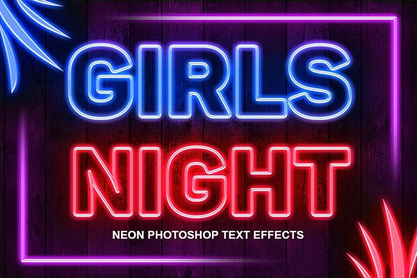 创建霓虹灯效果的文字和图形PS动作下载 Neon Photoshop Action [atn,psd]