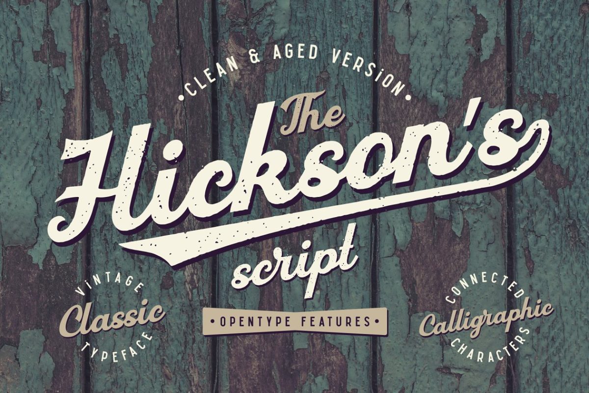 经典手写字体 Hickson’s Vintage Typeface Duo