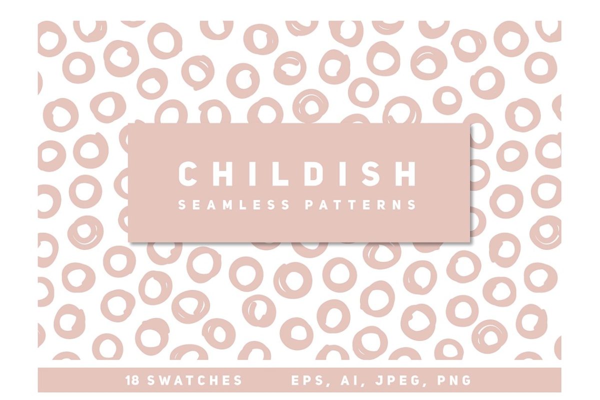 童稚无缝图案背景纹理 18 Childish Seamless Patterns