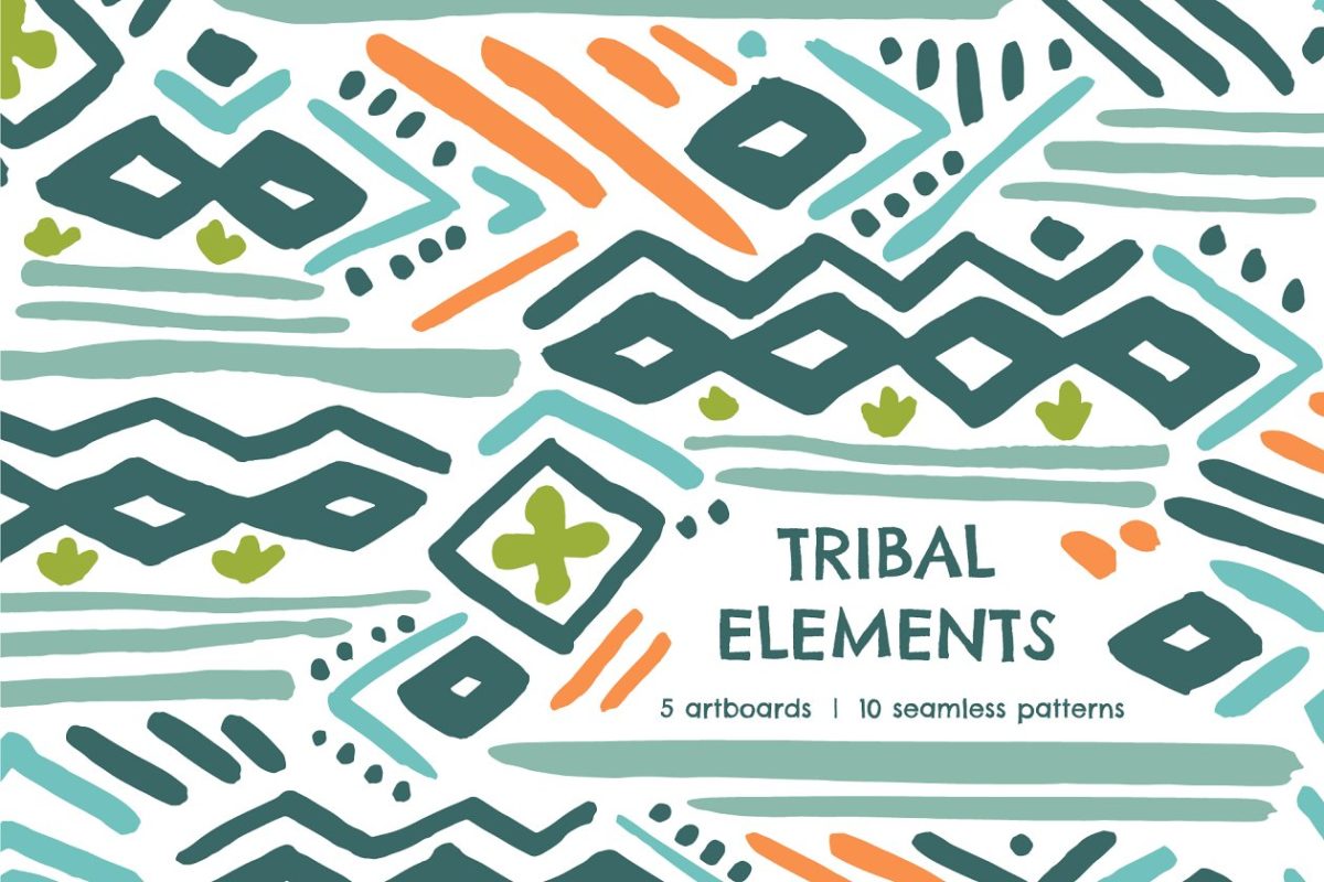 部落元素无缝图案背景纹理 Tribal Element | Seamless Patterns