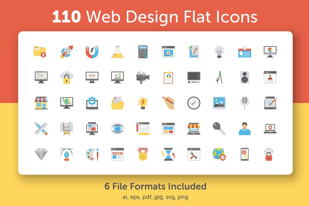 网页设计矢量图标 110 Web Design Flat Icons