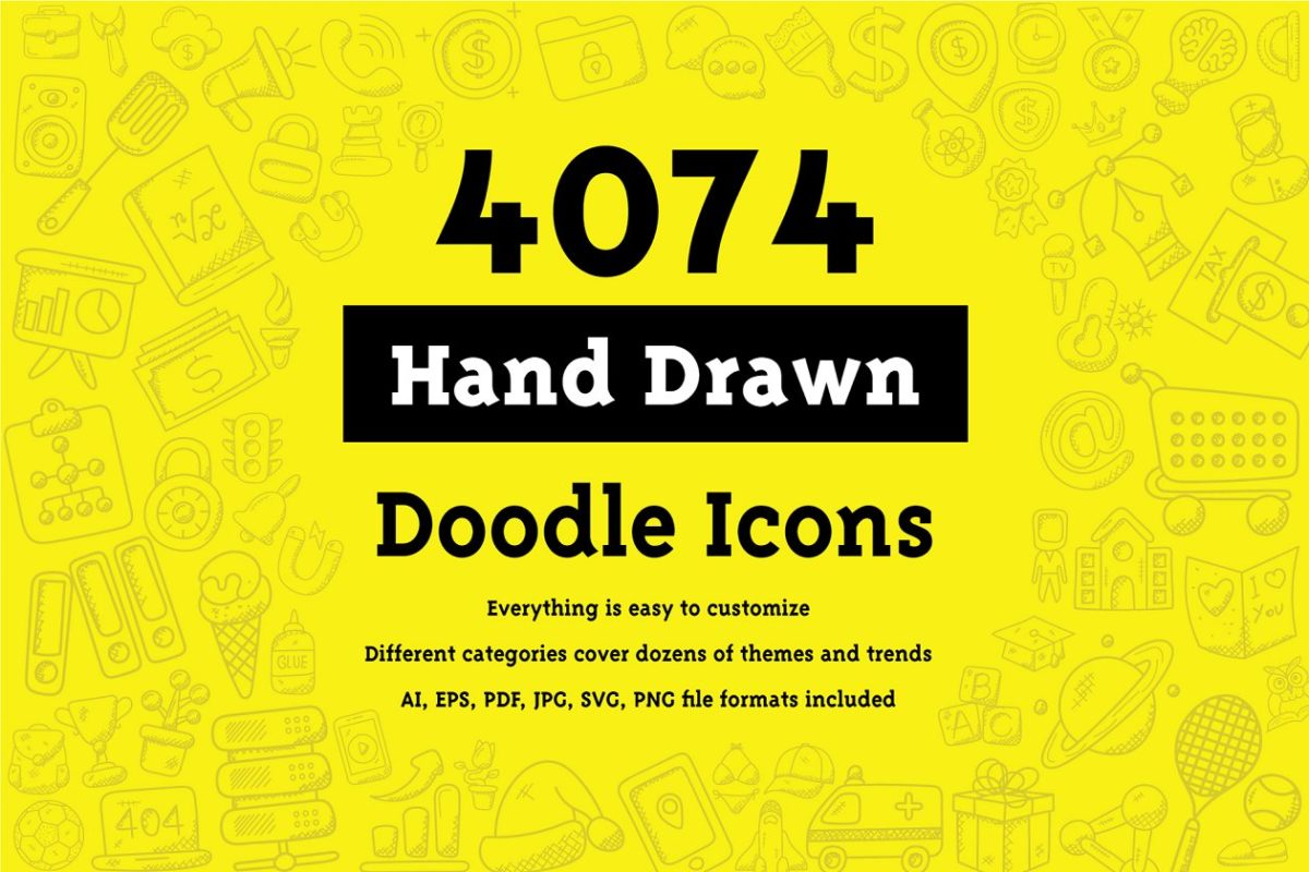 4074手绘涂鸦图标 4074 Hand Drawn Doodle Icons