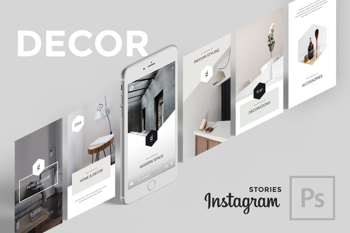 社交媒体文章贴图模板素材 Decor PSD Instagram Stories