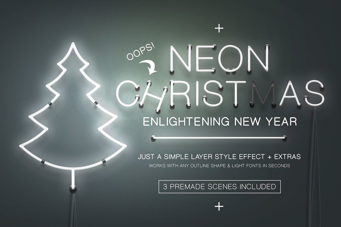 字体 | 霓虹灯效果圣诞节风格图层样式