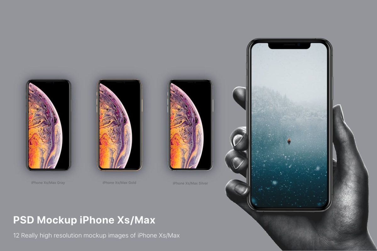 12款高分辨率的高品质iPhone Xs / Max样机VI展示模型mockups