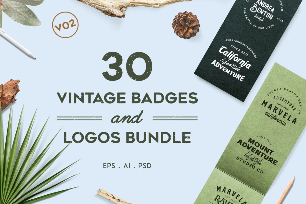 经典logo素材模板 Vintage Badges and Logos Bundle V02