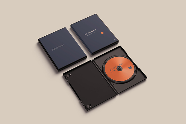 高品质的高端质感的CD光盘光碟包装VI样机展示模型mockups