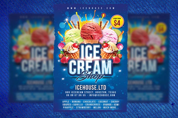 冰淇淋店铺宣传海报模板下载 Ice-cream Shop [psd]