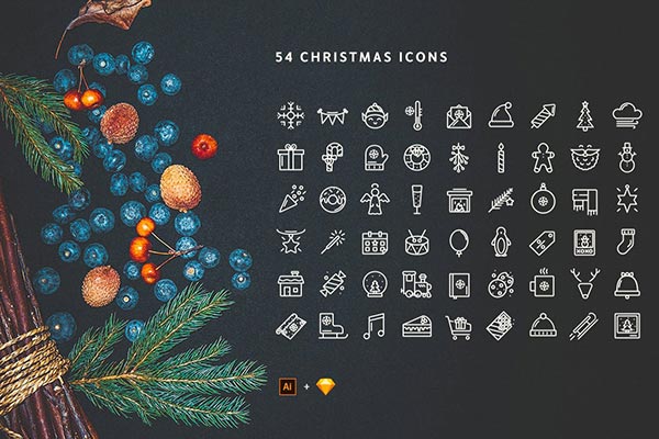 适用于不同类型的圣诞节新年图标icon大集合