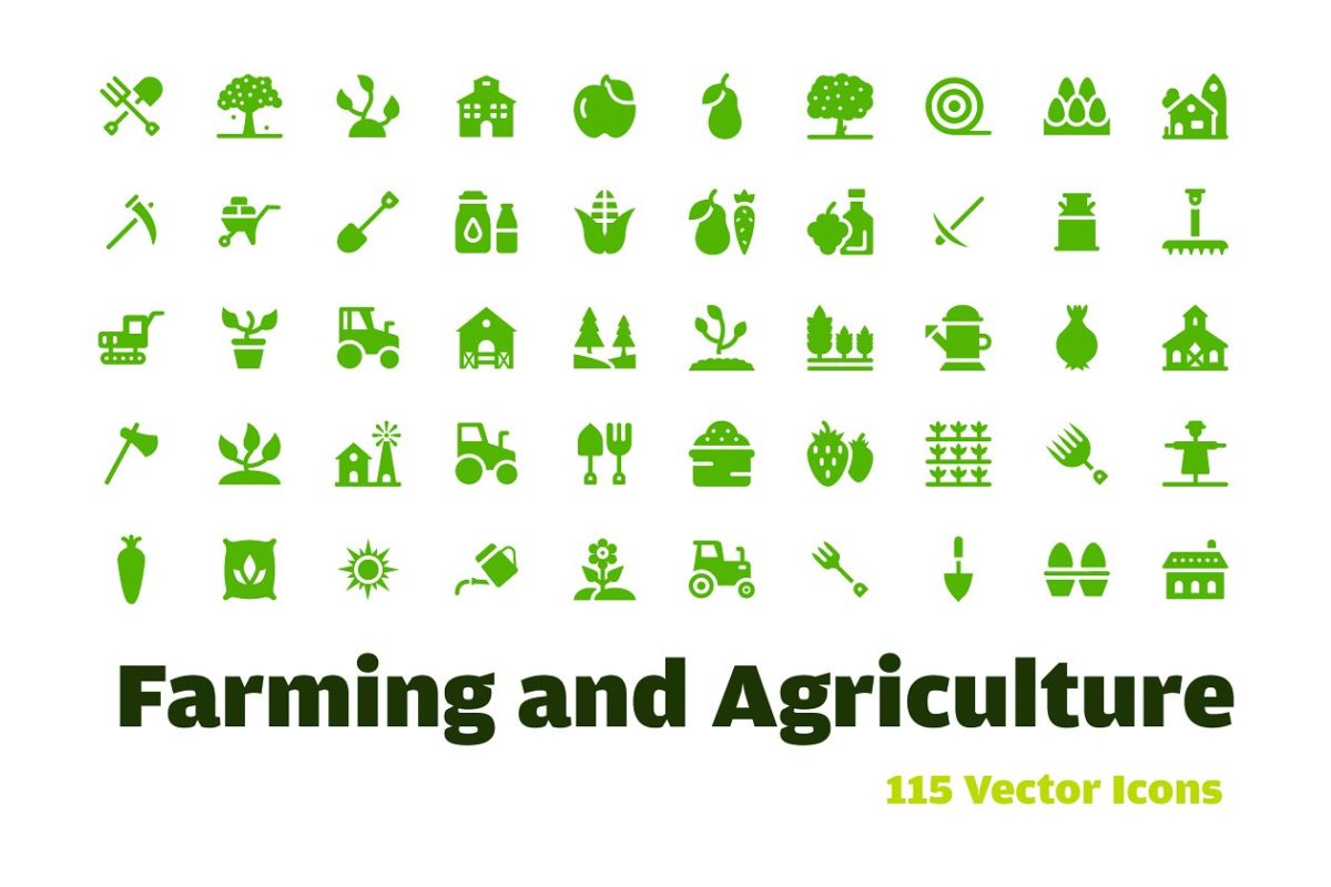 农业相关的矢量图标 115 Farming and Agriculture Icons