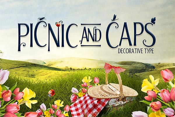 时尚高端适合主标题的多用途picnic caps font英文字体下载