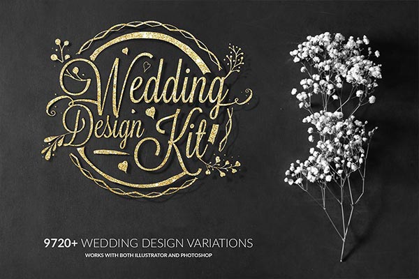 高品质的时尚高端简约的婚礼元素logo标志设计模板（AI&PSD）