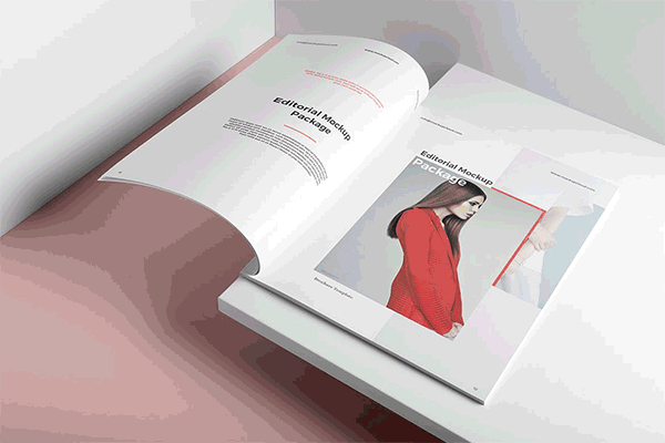A4尺寸的高品质的时尚高端楼书杂志品牌手册画册DM宣传单海报VI样机展示模型mockups