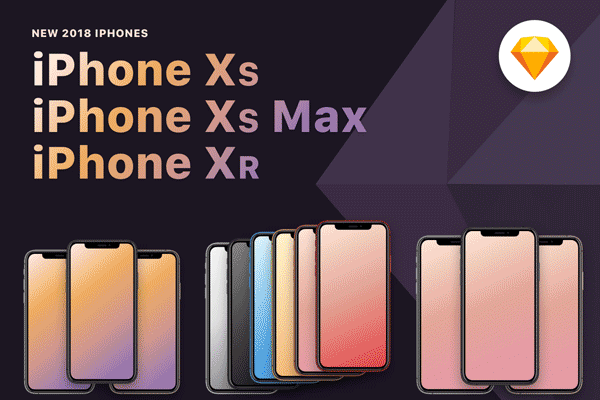 最新的 2018 iPhone XS XS Max XR 手机样机模型下载 [Sketch]
