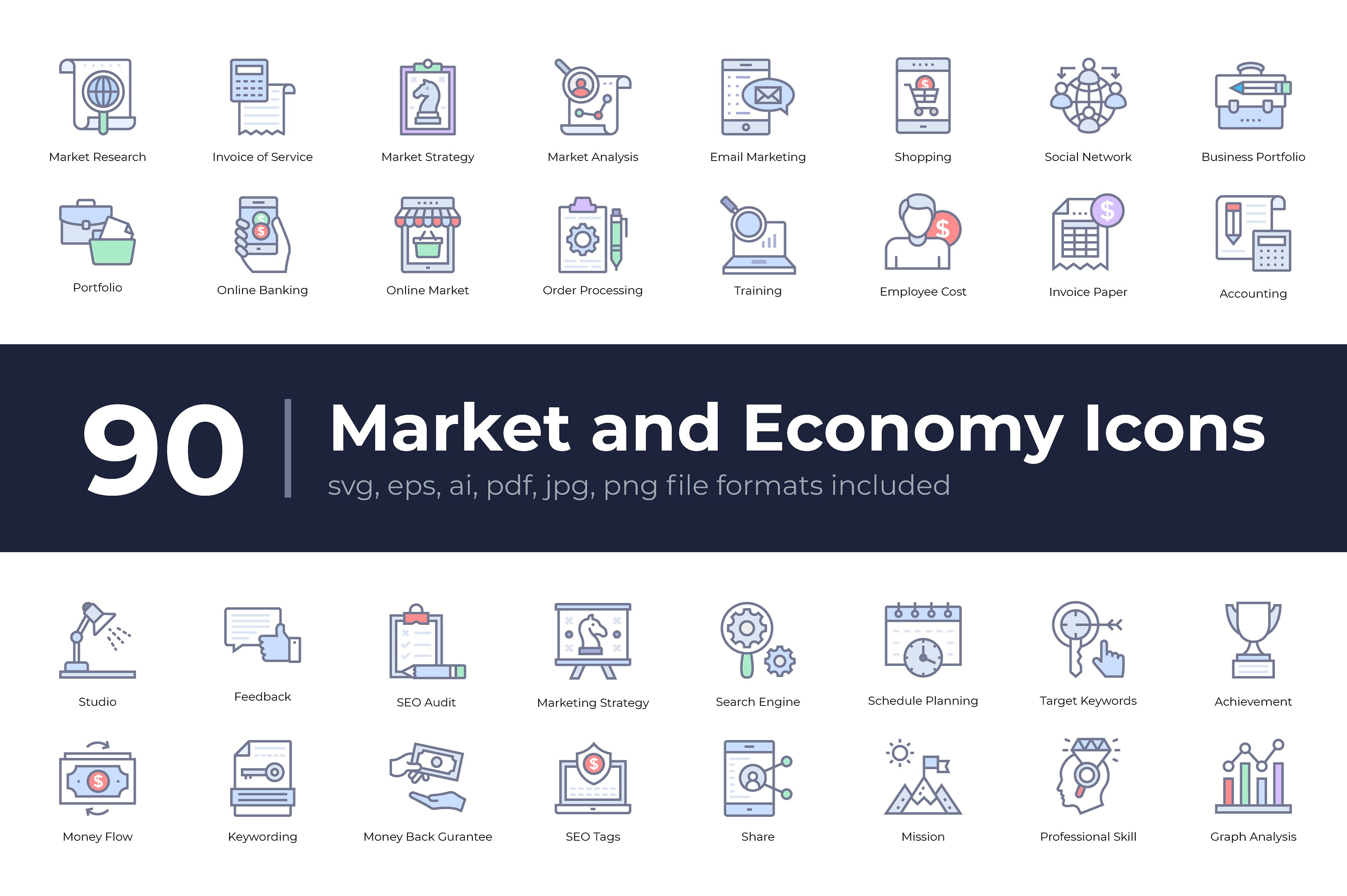 经济市场图标大全 90 Market and Economy Icons