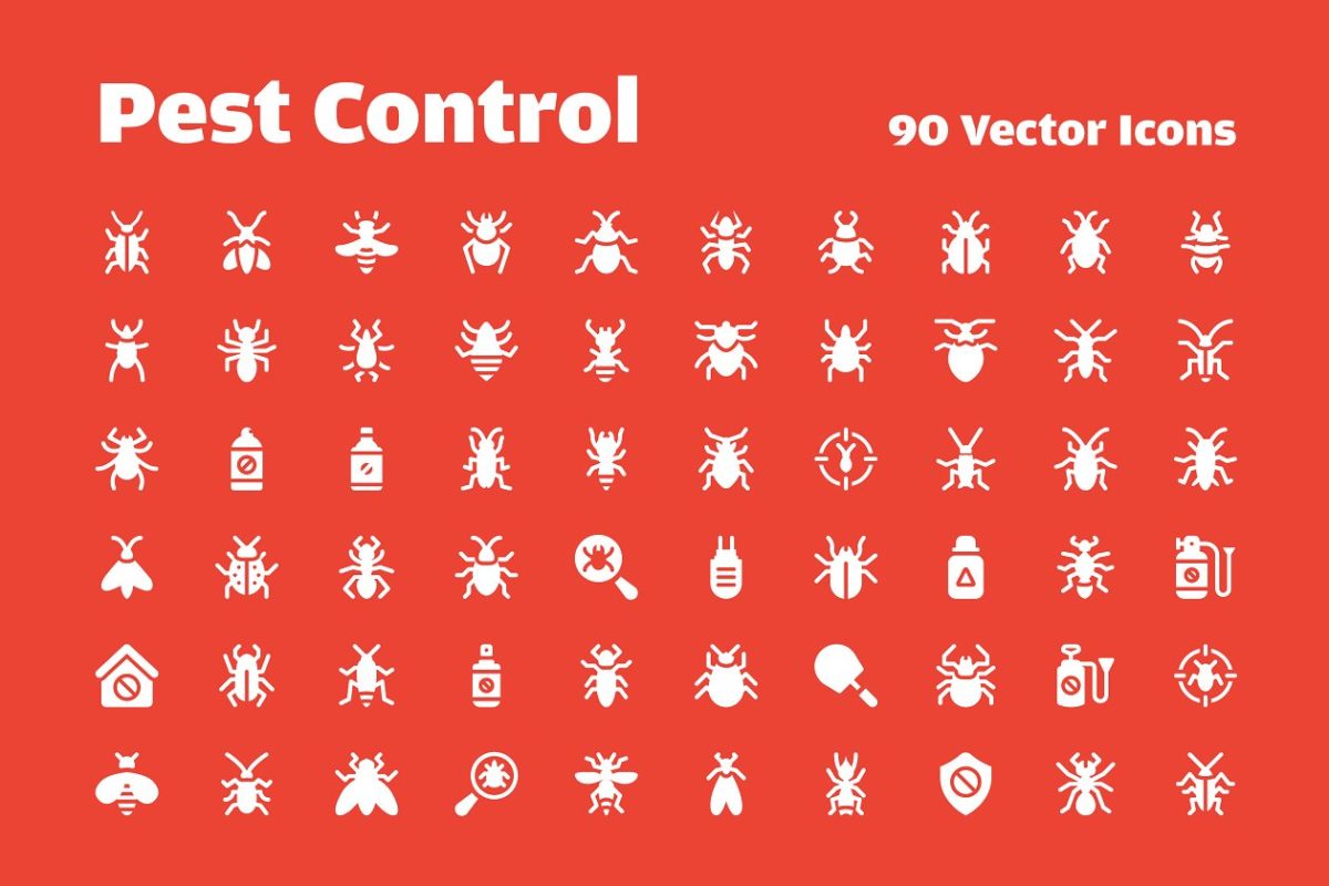 昆虫ui矢量图标素材 90 Pest Control Vector Icons