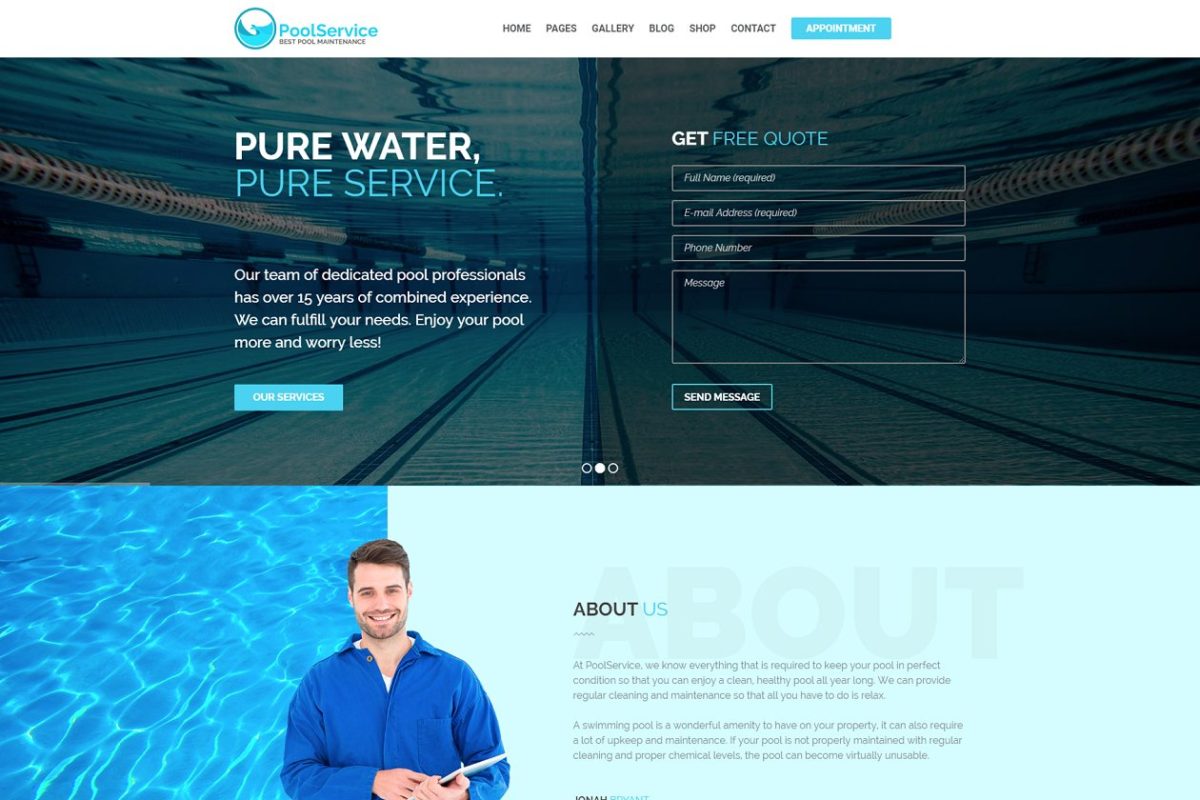 WordPress主题泳池服务网站模板 Pool Service WordPress Theme