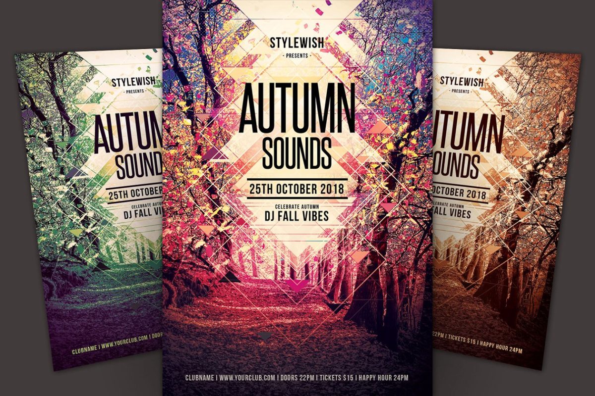 秋季音乐会海报模板 Autumn Sounds Flyer Template