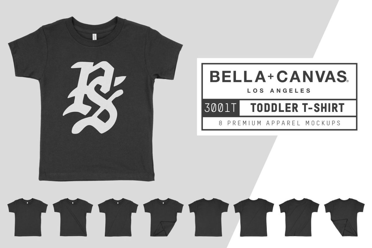 童装t恤样机模板 Bella Canvas 3001T Toddler T-Shirt