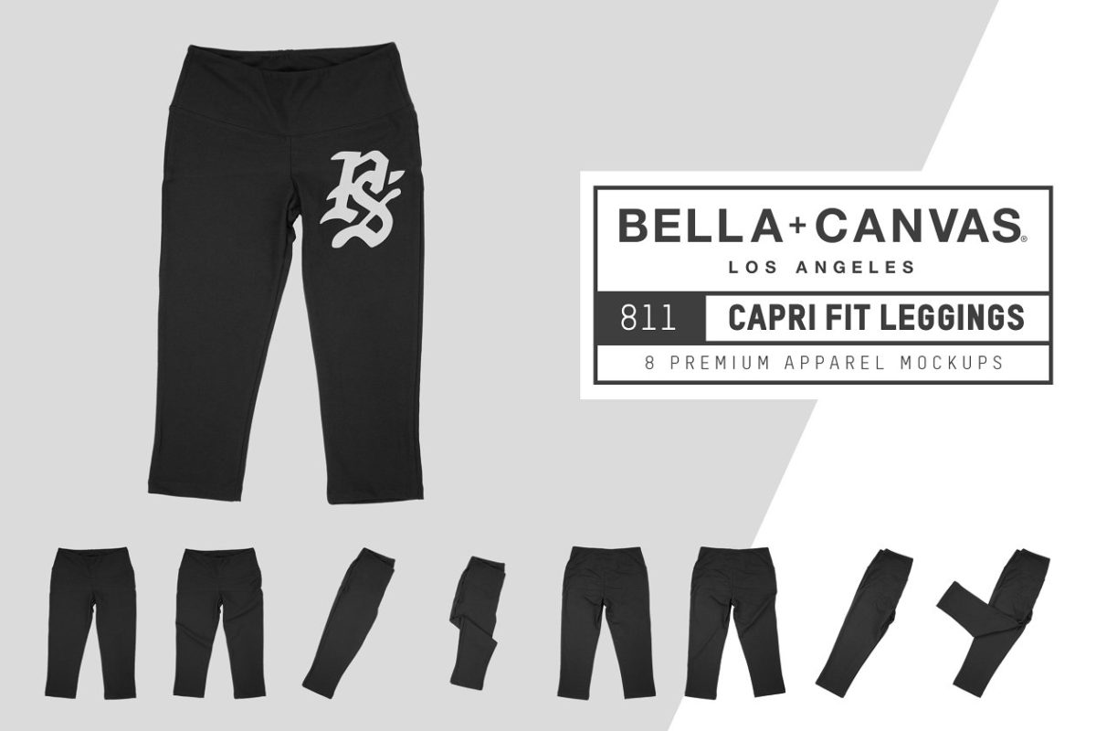 帆布紧身裤服装样机 Bella Canvas 811 Capri Fit Leggings