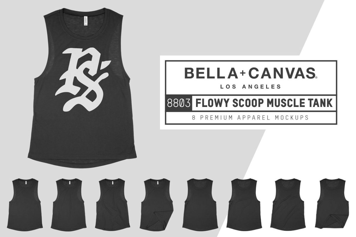 运动背心服装样机 Bella Canvas 8803 Scoop Muscle Tank