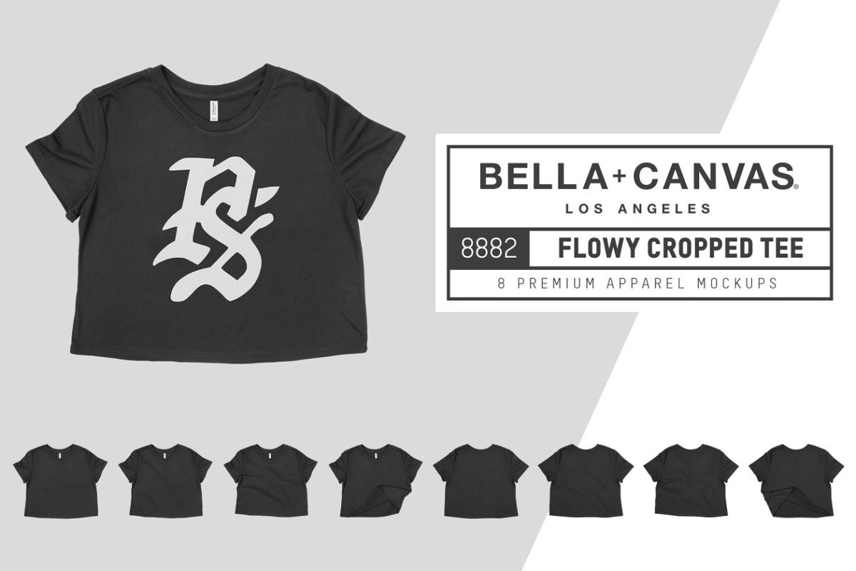 流线型裁切t恤模型 Bella Canvas 8882 Flowy Cropped Tee
