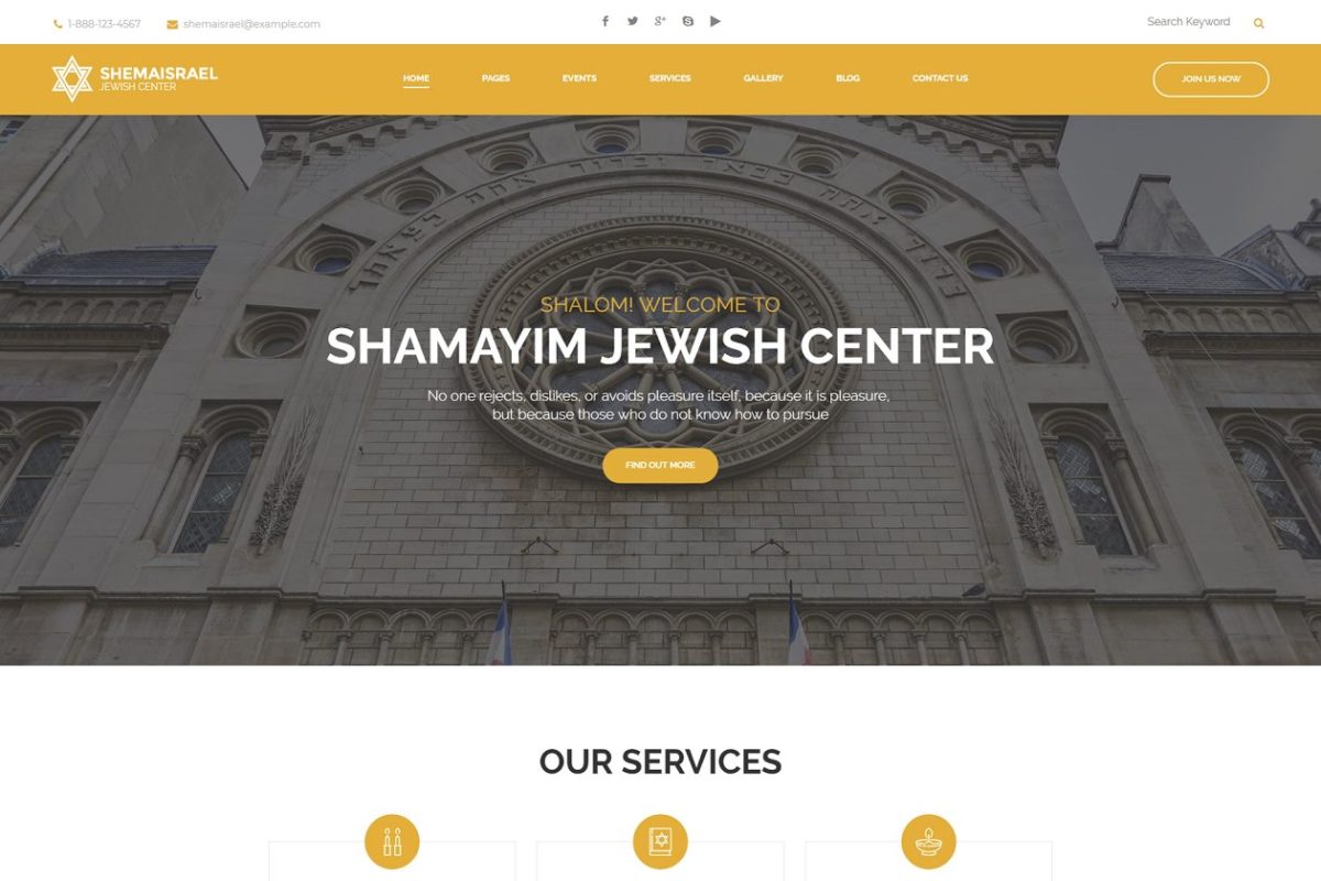 WordPress设计网站主题模板 Jewish Center WordPress Theme
