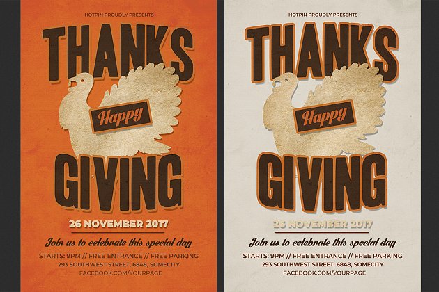 经典感恩节海报模板 Thanksgiving Flyer Template