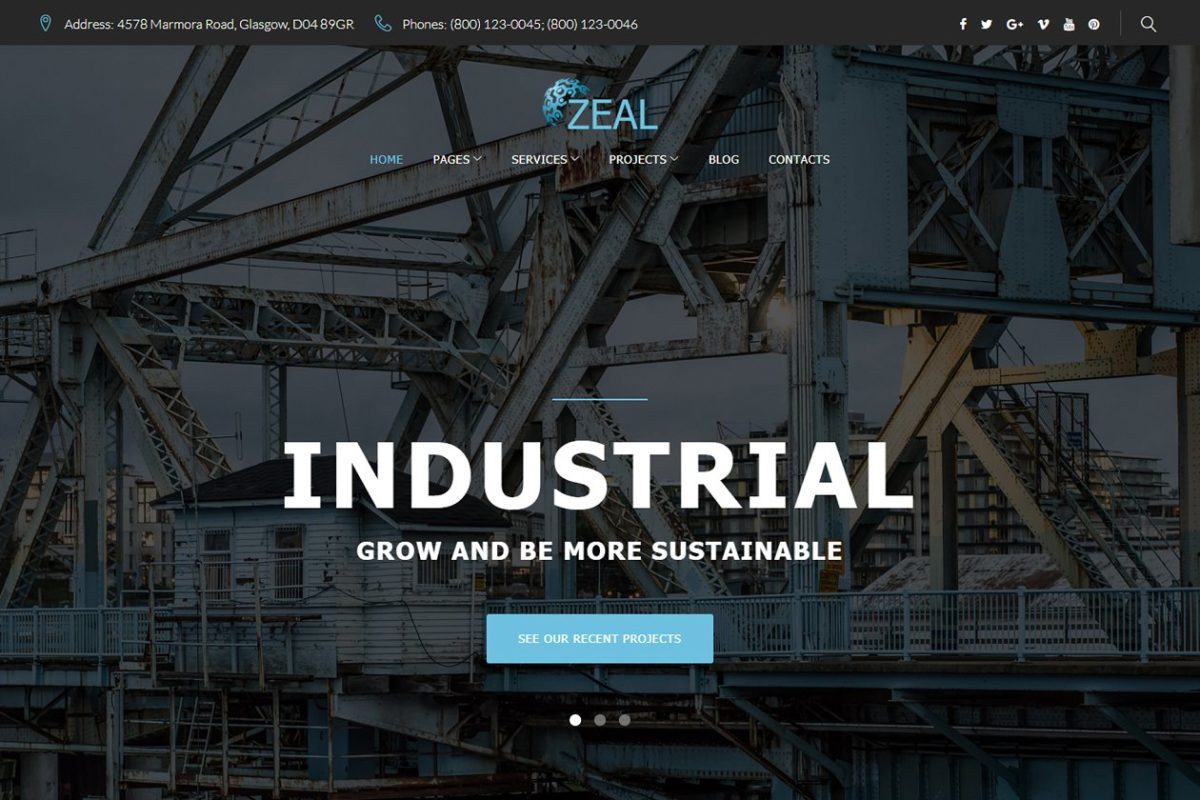 博客设计网站主题模板 Zeal – Industrial WordPress Theme