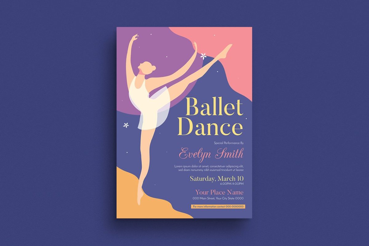 芭蕾舞活动传单模板下载 Ballet Dance Event Flyer
